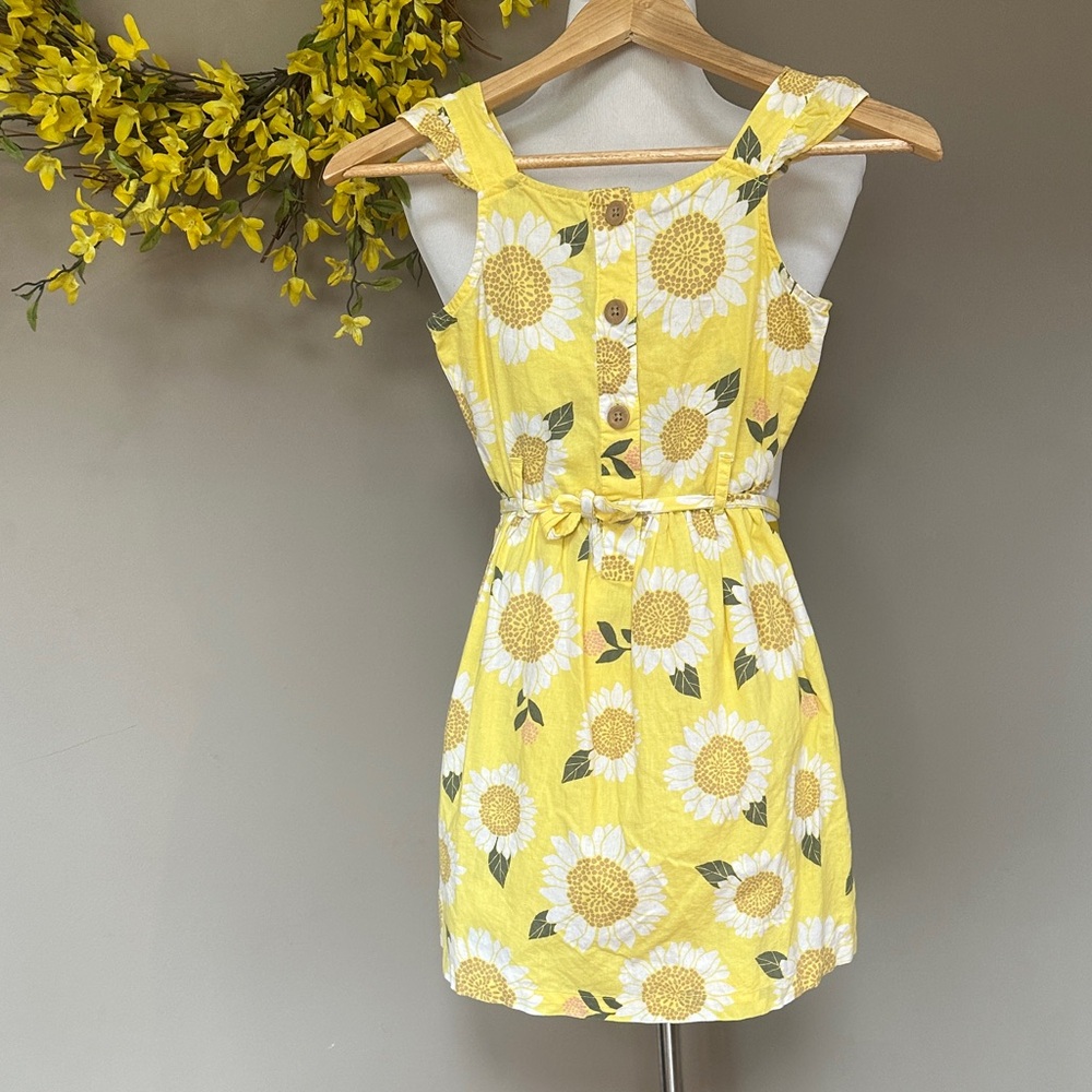 Carter's Yellow Sunflower Print Tie-Waist Mini Dress